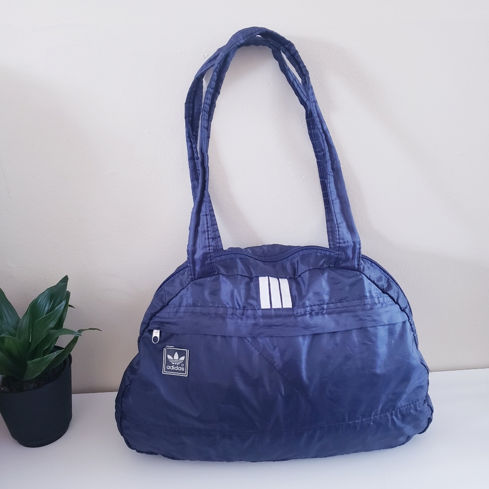 Vintage ADIDAS Nylon Packable Shoulder Bag - Navy/White O/S